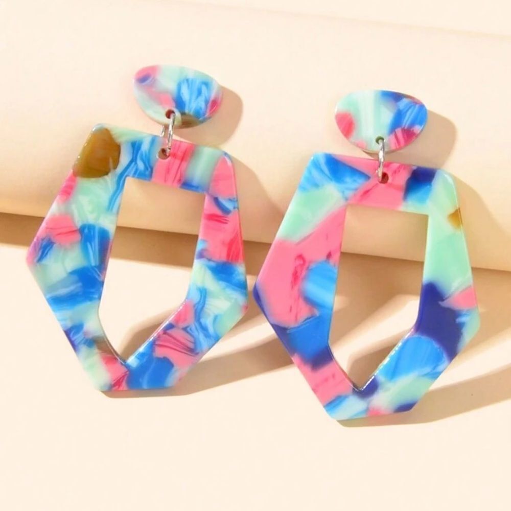 Colorful Acrylic Hoop Earrings A1396